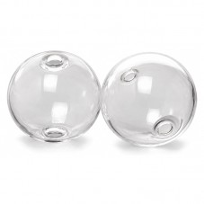 2 Perles Globes en Verre Transparent 16mm à Deux Trous pour la Création de Bijoux Fantaisie - DIY