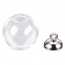 Globe en Verre 20mm avec Attache Argentée 8mm pour la Création de Bijoux Fantaisie - DIY