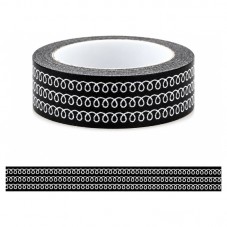 Masking Tape Washi Boucles Noir et Blanc 15mm x 10m pour la Création de Bijoux Fantaisie - DIY