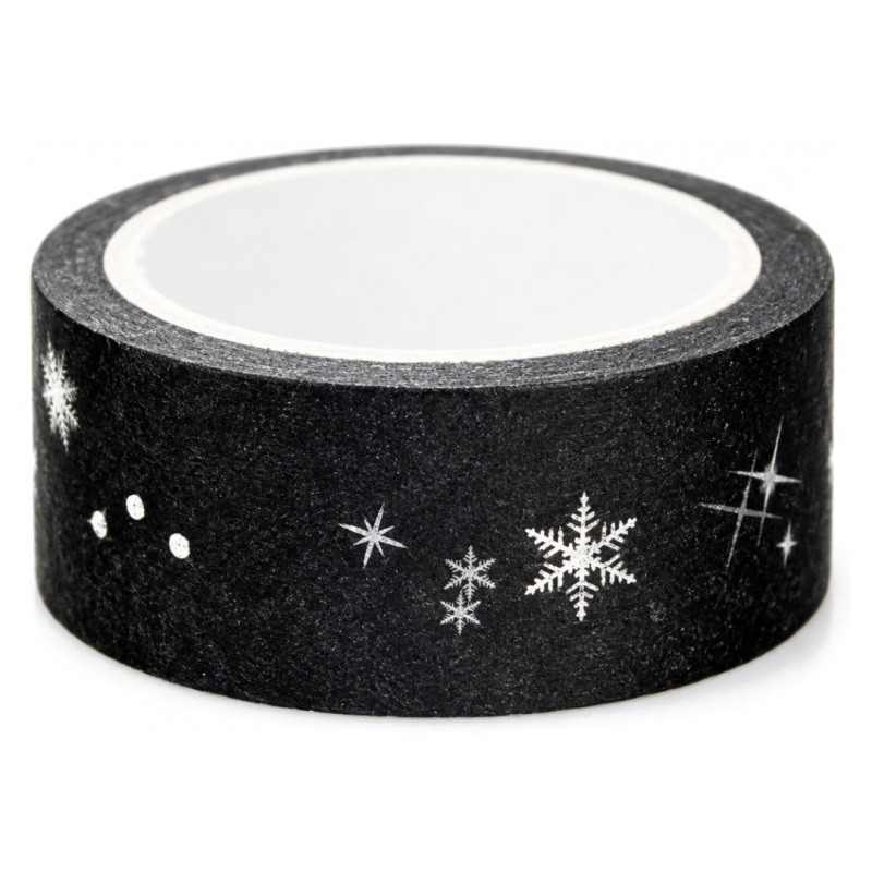 Masking Tape Washi Flocons Argentés 15mm x 5m