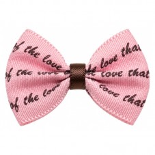 5 Nœuds Rose Clair à Écriture Chocolat en Gros-Grain 38mm pour la Création de Bijoux Fantaisie - DIY