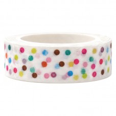 Masking Tape Washi Blanc à Pois Multicolores 15mm x 10m pour la Création de Bijoux Fantaisie - DIY