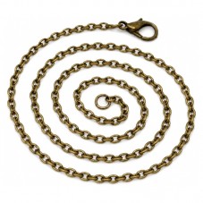 Collier Chaîne à Maille Bronze 3x2mm avec Fermoir 70cm de Longueur pour la Création de Bijoux Fantaisie - DIY