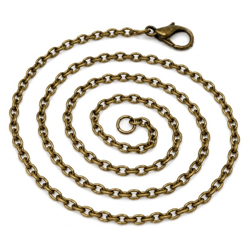 Collier Chaîne à Maille Bronze 3x2mm avec Fermoir 70cm de Longueur