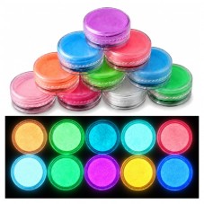 10 Boîtes de Poudres Phosphorescentes Multicolores 3g pour la Création de Bijoux Fantaisie - DIY