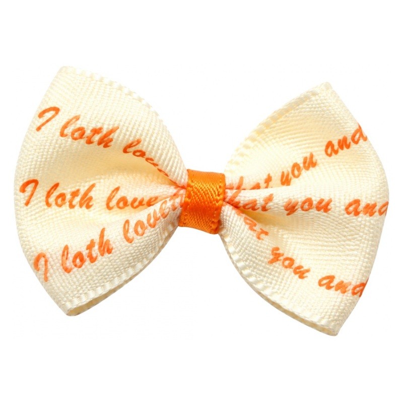 5 Nœuds Ivoire à Écriture Orange en Gros-Grain 38mm