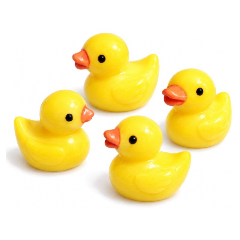 4 Cabochons Canard Jaune Miniature en Résine pour Globe 18mm