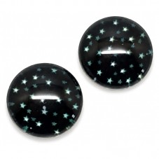 Lot de 2 Cabochons en Verre Étoiles Blanches sur Noir 10mm pour la Création de Bijoux Fantaisie - DIY