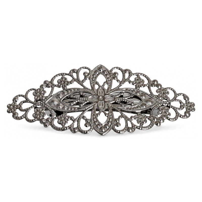 Support Barrette Clip Filigrane Gunmétal 8cm