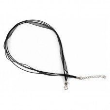 10 Colliers en Ruban d'Organza Noir et Cordon de Cire avec Fermoir et Chaîne d'Extension 6mm pour la Création de Bijoux Fantaisi