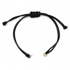 2 Bracelets en Cordon Ciré Tressé Réglable Noir Métal Doré 14cm pour la Création de Bijoux Fantaisie - DIY
