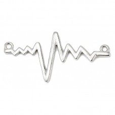2 Connecteurs Pouls Docteur Médecin Médical Argenté 49x25mm pour la Création de Bijoux Fantaisie - DIY