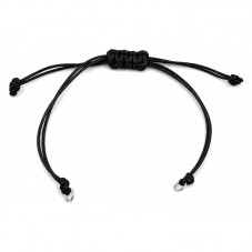 2 Bracelets Connecteur en Cordon Ciré Tressé Réglable Noir Métal Argenté 14cm pour la Création de Bijoux Fantaisie - DIY