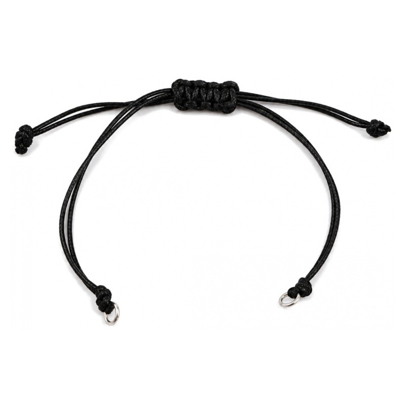 2 Bracelets Connecteur en Cordon Ciré Tressé Réglable Noir Métal Argenté 14cm