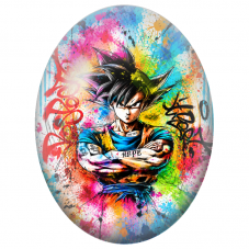 Cabochon en Verre Illustré Sangoku Street Art Multicolore pour la Création de Bijoux Fantaisie - DIY