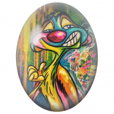 Cabochon en Verre Illustré Hyène Pop Art au Sourire Malicieux pour la Création de Bijoux Fantaisie - DIY