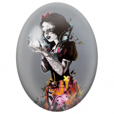 Cabochon en Verre Illustré Blanche-Neige au Cœur Anatomique Street Art pour la Création de Bijoux Fantaisie - DIY