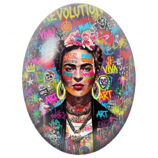 Cabochon en Verre Illustré Portrait Frida Kahlo Street Art pour la Création de Bijoux Fantaisie - DIY