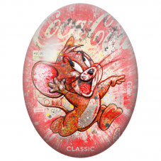 Cabochon en Verre Illustré Jerry Pop Art Rouge Coca-Cola pour la Création de Bijoux Fantaisie - DIY
