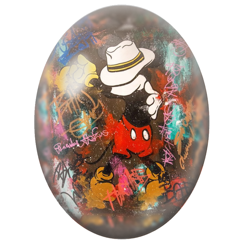 Cabochon en Verre Illustré Mickey Mouse Street Art 13x18, 18x25 ou 30x40mm
