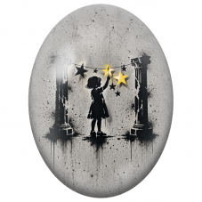 Cabochon en Verre Illustré Enfant aux Étoiles Dorées pour la Création de Bijoux Fantaisie - DIY