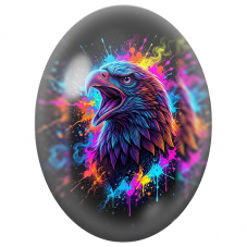 Cabochon en Verre Illustré Aigle aux Couleurs Fluorescentes pour la Création de Bijoux Fantaisie - DIY