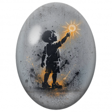 Cabochon en Verre Illustré Enfant Touchant le Soleil pour la Création de Bijoux Fantaisie - DIY