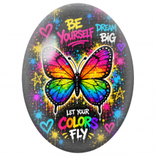 Cabochon en Verre Illustré Papillon Arc-en-Ciel Street Art pour la Création de Bijoux Fantaisie - DIY
