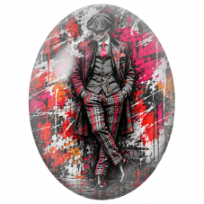 Cabochon en Verre Illustré Thomas Shelby Street Art Rouge et Noir pour la Création de Bijoux Fantaisie - DIY