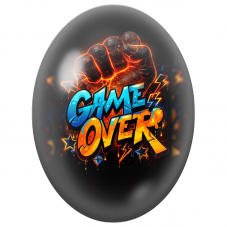 Cabochon en Verre Illustré Game Over Street Art pour la Création de Bijoux Fantaisie - DIY