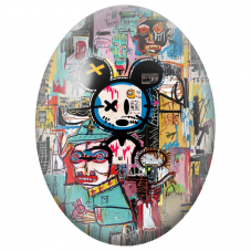 Cabochon en Verre Illustré Personnage Cartoon au Mur Coloré pour la Création de Bijoux Fantaisie - DIY