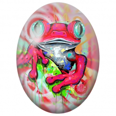 Cabochon en Verre Illustré Grenouille Pop Art pour la Création de Bijoux Fantaisie - DIY