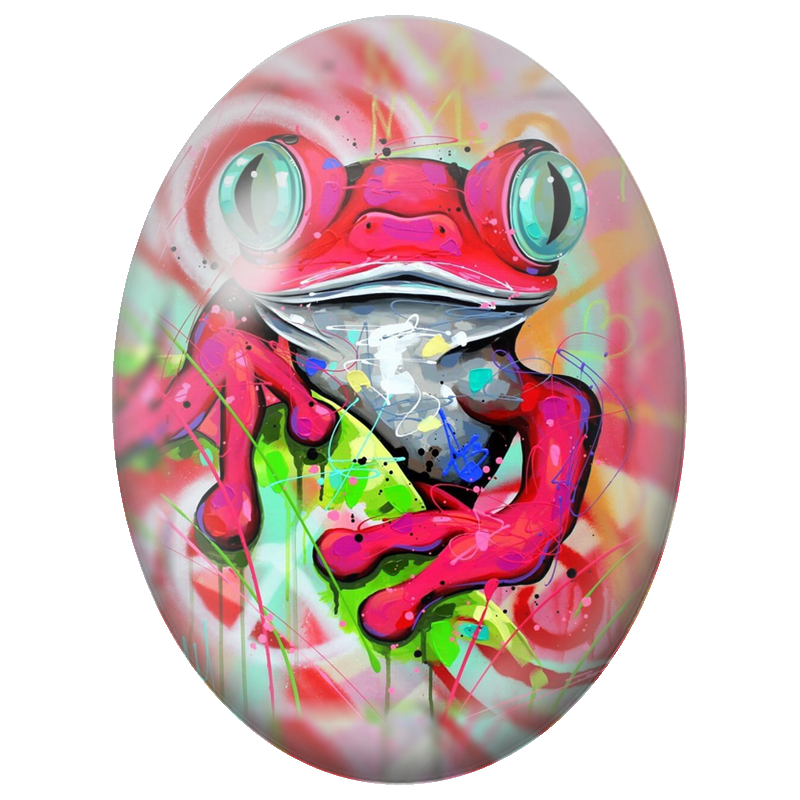 Cabochon en Verre Illustré Grenouille Pop Art 13x18, 18x25 ou 30x40mm