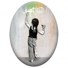 Cabochon en Verre Illustré Garçon Dansant sous le Message Just Do It pour la Création de Bijoux Fantaisie - DIY