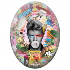 Cabochon en Verre Illustré Portrait Pop Art au Chewing-Gum pour la Création de Bijoux Fantaisie - DIY