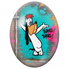 Cabochon en Verre Illustré Chien Cartoon Bang Bang Street Art pour la Création de Bijoux Fantaisie - DIY