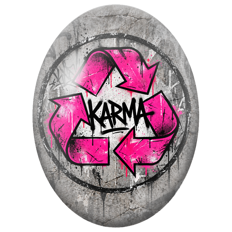 Cabochon en Verre Illustré Graffiti Karma Rose 13x18, 18x25 ou 30x40mm