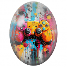 Cabochon en Verre Illustré Manette de Jeu Pop Art pour la Création de Bijoux Fantaisie - DIY