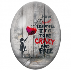 Cabochon en Verre Illustré Fillette au Ballon Cœur et Message Libre pour la Création de Bijoux Fantaisie - DIY