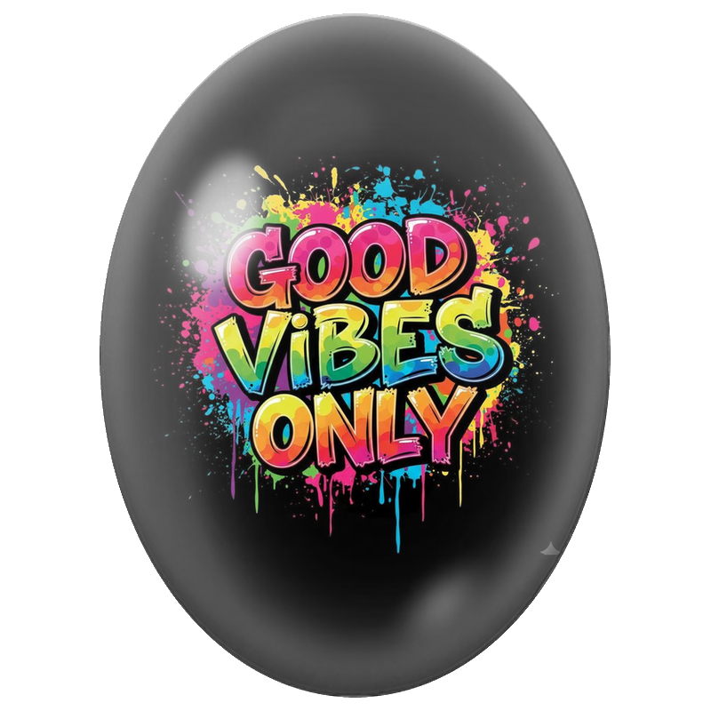 Cabochon en Verre Illustré Good Vibes Only Pop Art 13x18, 18x25 ou 30x40mm