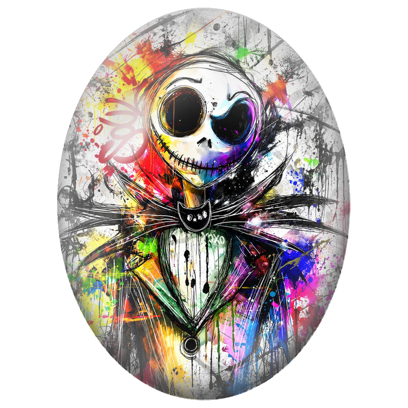 Cabochon en Verre Illustré Jack Skellington Graffiti Multicolore 13x18, 18x25 ou 30x40mm
