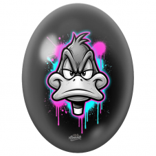 Cabochon en Verre Illustré Canard Cartoon Boudeur Néon pour la Création de Bijoux Fantaisie - DIY