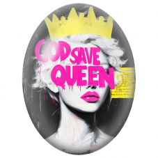 Cabochon en Verre Illustré God Save Queen Pop Art pour la Création de Bijoux Fantaisie - DIY