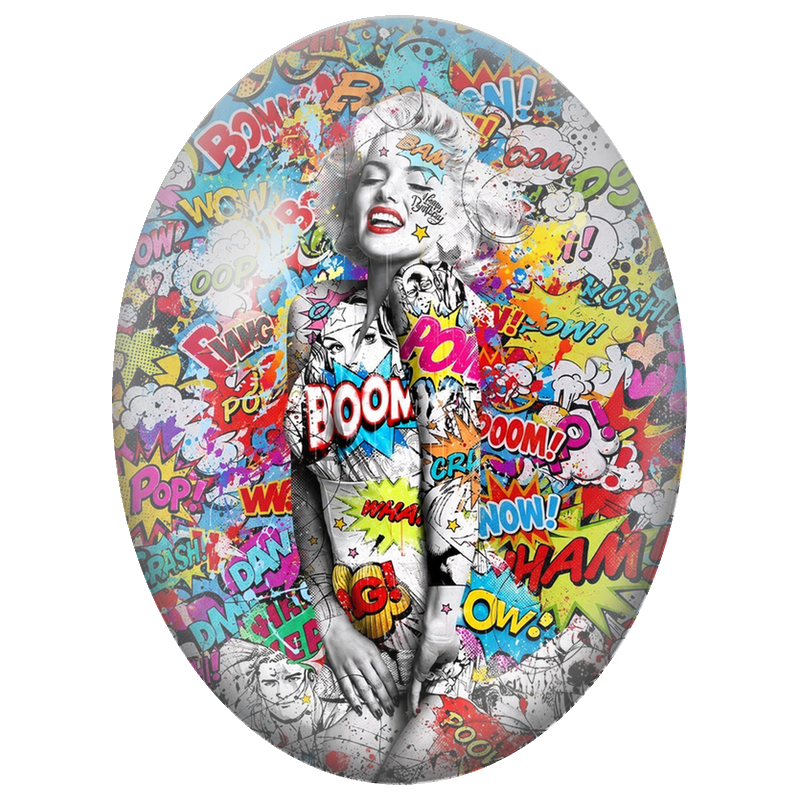 Cabochon en Verre Illustré Marilyn Monroe Comics Pop Art 13x18, 18x25 ou 30x40mm
