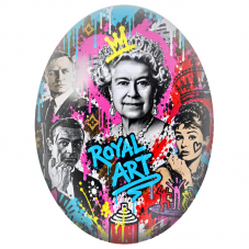 Cabochon en Verre Illustré Royal Art avec Reine Élizabeth et Icônes pour la Création de Bijoux Fantaisie - DIY