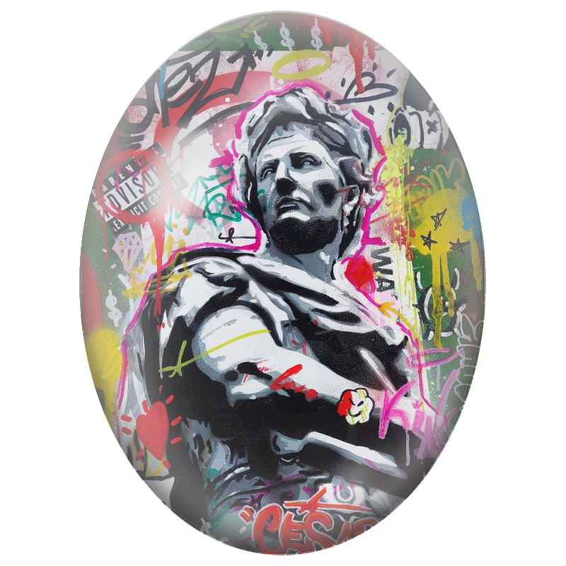Cabochon en Verre Illustré Statue de César Street Art 13x18, 18x25 ou 30x40mm