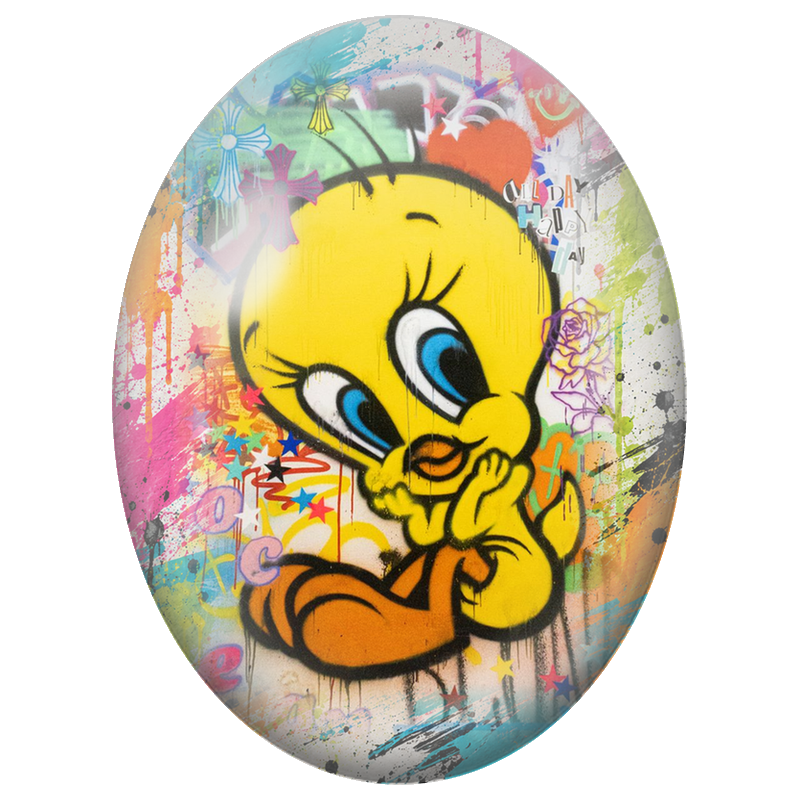 Cabochon en Verre Illustré Titi Pop Art Coloré 13x18, 18x25 ou 30x40mm