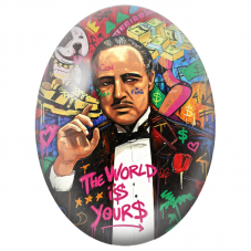 Cabochon en Verre Illustré Le Parrain The World Is Yours Street Art pour la Création de Bijoux Fantaisie - DIY