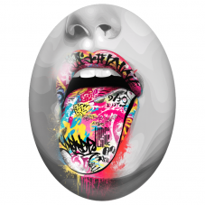 Cabochon en Verre Illustré Bouche et Langue Graffiti Pop Art pour la Création de Bijoux Fantaisie - DIY