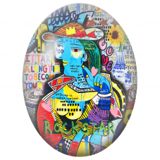 Cabochon en Verre Illustré Rock Star Pop Art Multicolore pour la Création de Bijoux Fantaisie - DIY
